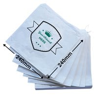 Small printed flat white paper bags - Square 240mm x 240mm 2 Colours 2 Sides