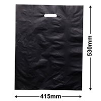 Large Black Plastic Carry Bags 415x530mm (Qty:100)