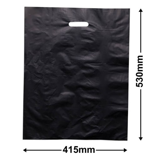 Large Black Plastic Carry Bags 415x530mm (Qty:100) - dimensions