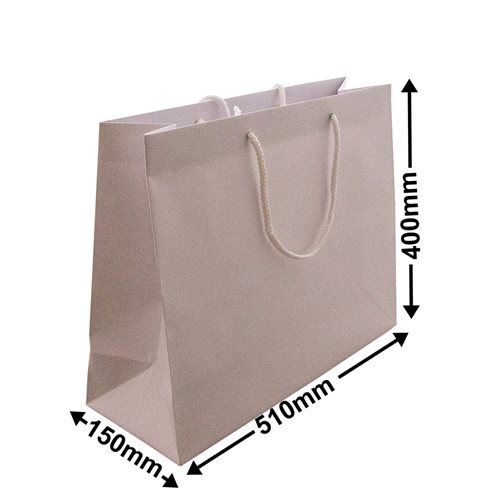White Boutique Rope Handle Gloss Bags 510x400mm (Qty:50) - dimensions