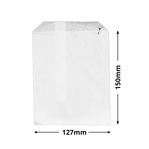 Half Flat White Paper Bag - 127 x 150 - dimensions