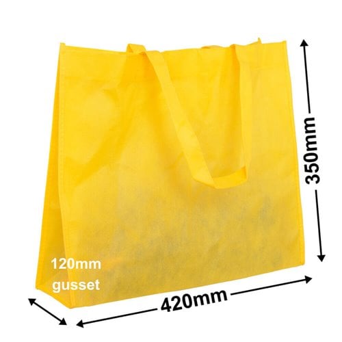 Yellow Reusable Non Woven Polypropylene bag - dimensions