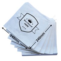 Small printed flat white paper bags - Square 240mm x 240mm 1 Colour 1 Side
