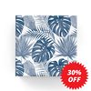 Navy Blue Leaves on White Wrapping Paper Roll (Length: 60M)