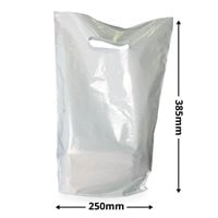 Medium White Plastic Carry bag with die cut handle