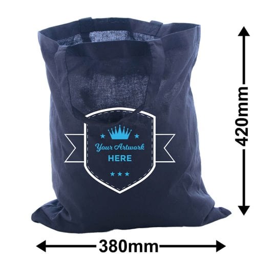 Express Printed Large Black Calico Carry Bags 2 Colours 1 Side - dimensions