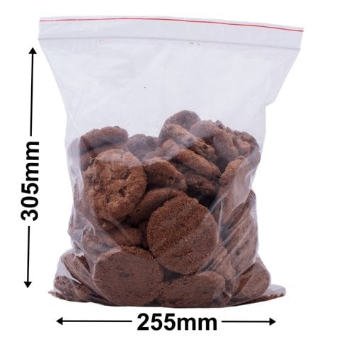 Resealable Press Seal Bags 255x305mm 50µm (Qty:1000) - dimensions