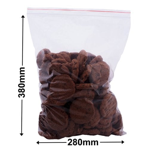 Resealable Press Seal Bags 280x380mm 50µm (Qty:500) - dimensions