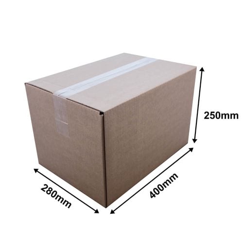Brown Cardboard Cartons 400x280x250mm (Qty:25) - dimensions