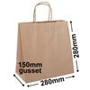 Brown Paper Takeaway bags Small 280 x 280 + 150 - PK 50