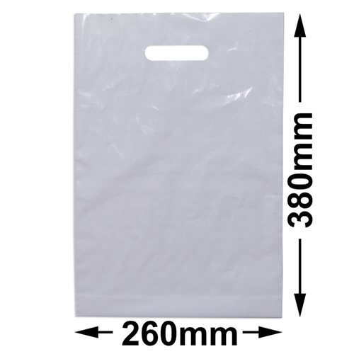 Medium White Plastic Carry Bags 260x380mm (Qty:100) - dimensions