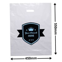 Custom Printed XL White Plastic Bag 2 Colours 1 Side