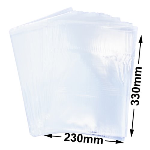 BOPP Peel & Seal Bags + Tape 330x230mm 35µm (Qty:1000) - dimensions