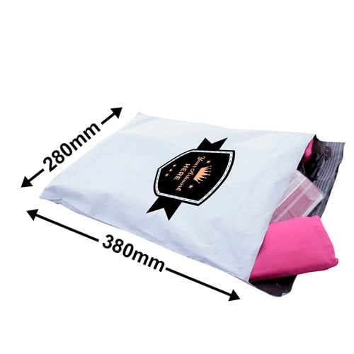 Custom Printed Tamper-proof Courier Bags 2 Colours 1 Side 380x280mm - dimensions