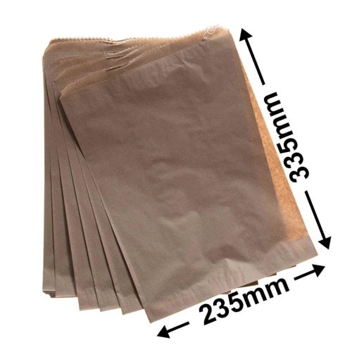 Flat Brown Paper Bag Size 6 - 235 x 335 - dimensions