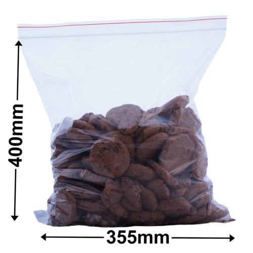 Resealable Press Seal Bags 355x405mm 50µm (Qty:500) - dimensions