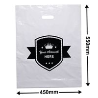 Custom Printed XL White Plastic Bag 1 Colour 2 Sides