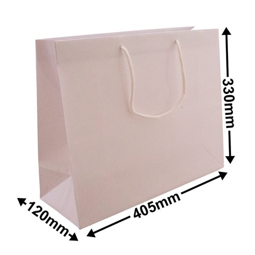 White Boutique Rope Handle Gloss Bags 405x330mm (Qty:50) - dimensions
