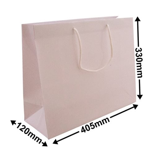 White Boutique Medium Gloss Bag  330 x 405 - dimensions