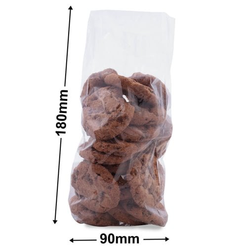 Cellophane Bags - Size 19 - 90 x 180 + 25mm side gusset - dimensions