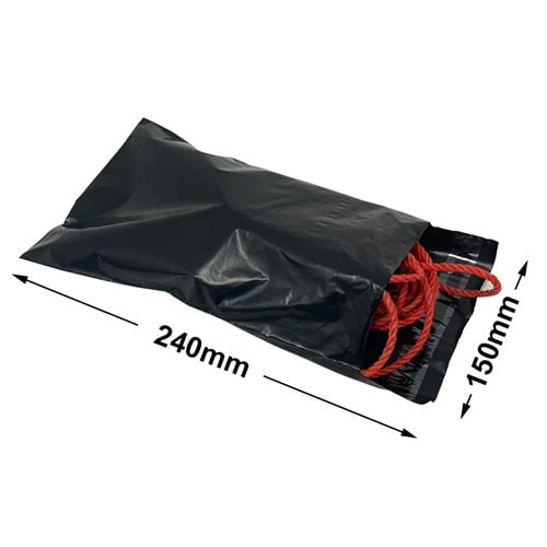 A5 Black Courier Air Bags 150x240mm 100% Recycled (Qty:100) - dimensions
