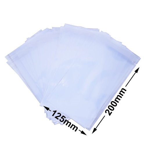 BOPP Peel & Seal Bags + Tape 200x125mm 35µm (Qty:1000) - dimensions