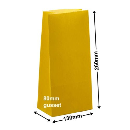 Paper Gift Bags Yellow 130x260+80 no handles - dimensions