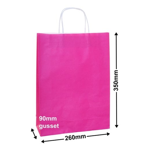 A4 Pink Paper Carry Bags 260x350mm (Qty:250) - dimensions