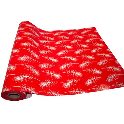 Red Peacock Feather Wrapping Paper - dimensions