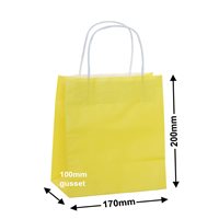 Yellow Paper Carry Bags 170x200mm (Qty:250)