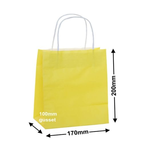 Yellow Paper Carry Bags 170x200mm (Qty:250) - dimensions