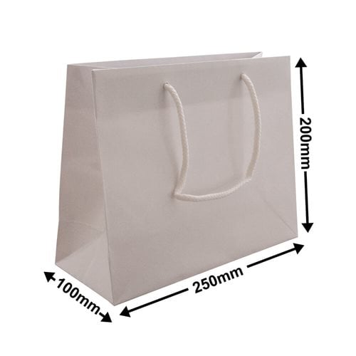 White Rope Handle Gloss Bags 250x200mm (Qty:200) - dimensions