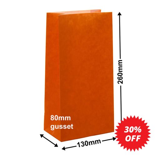 Paper Gift Bags Orange 130x260+80 no handles - dimensions