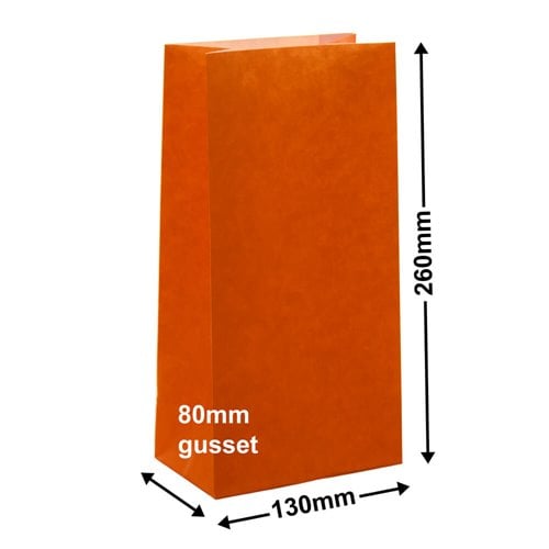 Paper Gift Bags Orange 130x260+80 no handles - dimensions