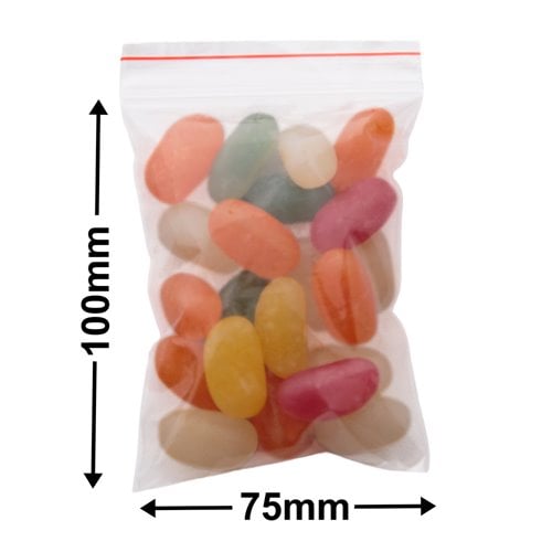 Resealable Press Seal Bags 75x100mm 50µm (Qty:1000) - dimensions