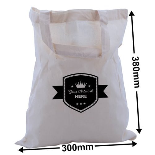 Custom Printed Calico Bags with Two Handles 1 Colour 2 Sides 380x300mm - dimensions