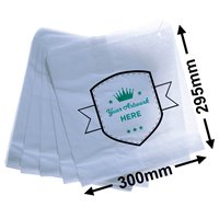 Large Printed Flat White Paper Bags - Square 355mm x 240mm 2 Colours 1 Side
