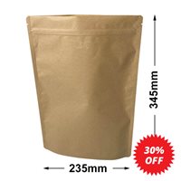 Slimline Kraft Paper Pouch Bags 235x345mm & 60mm Bottom Gusset (Qty:100)