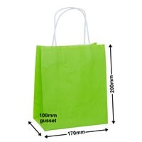 Lime Green Paper Carry Bags 170x200mm (Qty:250)