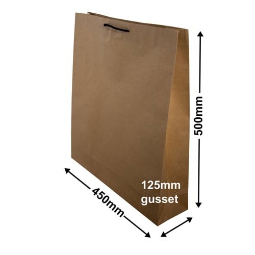 Deluxe Brown Paper Bags 450x500mm (Qty:50) - dimensions