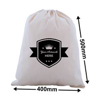 Custom Printed 1 Colour 2 Sides XL Calico Drawstring Bags