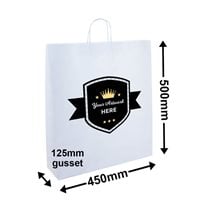 Custom Printed XL White Paper Carry Bags 2 Colours 2 Sides