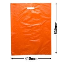 Large Orange Plastic Carry Bags 415x530mm (Qty:100)