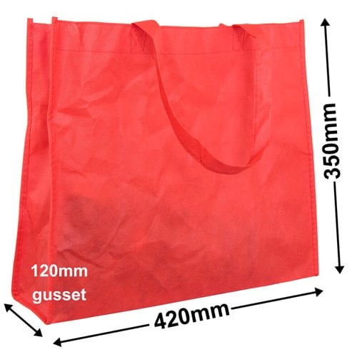 Red Reusable Non Woven Polypropylene fabric bag - dimensions