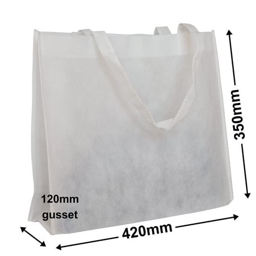 White Reusable Non Woven Polypropylene fabric bag - dimensions