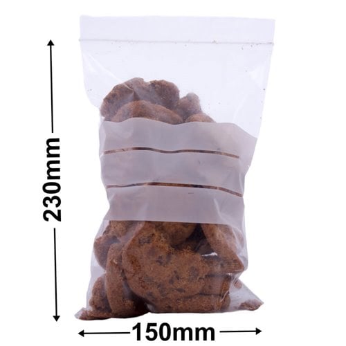 Resealable Bags with Write On Panel - 150x230mm 50µm (Qty:1000) - dimensions