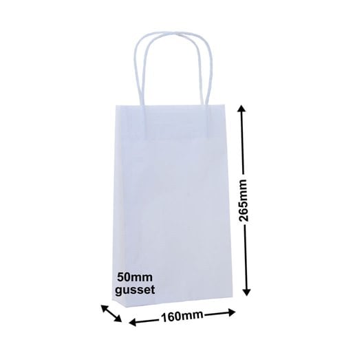White Paper Carry Bags 160x265mm (Qty:500) - dimensions