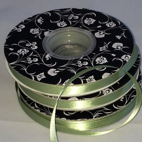 Double sided Satin Ribbon Sage 10mm wide x 30m per roll - dimensions