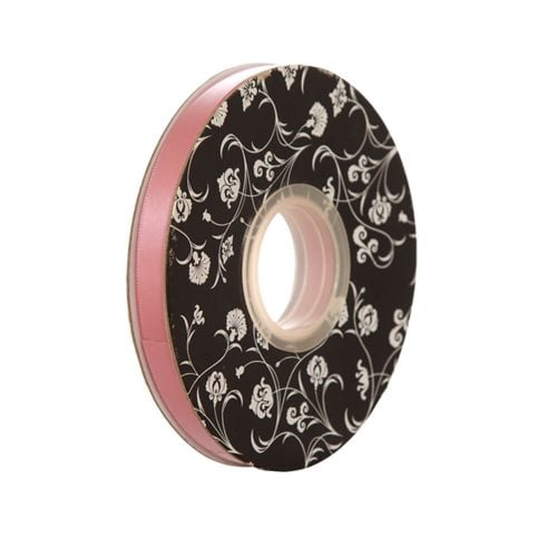 Double sided Satin Ribbon  Dusty Pink 10mm wide x 30m per roll - dimensions