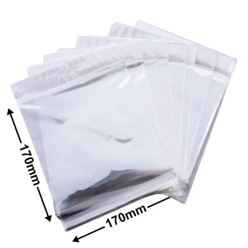 Hangsell Bags with White Headers 170x170mm 35µm (Qty:100) - dimensions